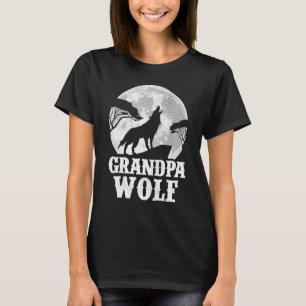 Mens Wolves Howling At The Moon  Grandpa Wolf Fath T-Shirt