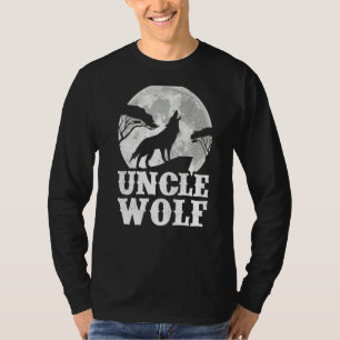 Mens Wolves Howling At The Moon  Uncle Wolf Father T-Shirt