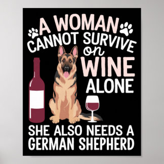 Mens Woman Cannot Survive Wine Alone Needs German Poster