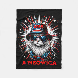 Mens Women Ameowica Funny Patriotic Cat Meowica 4t Fleece Blanket