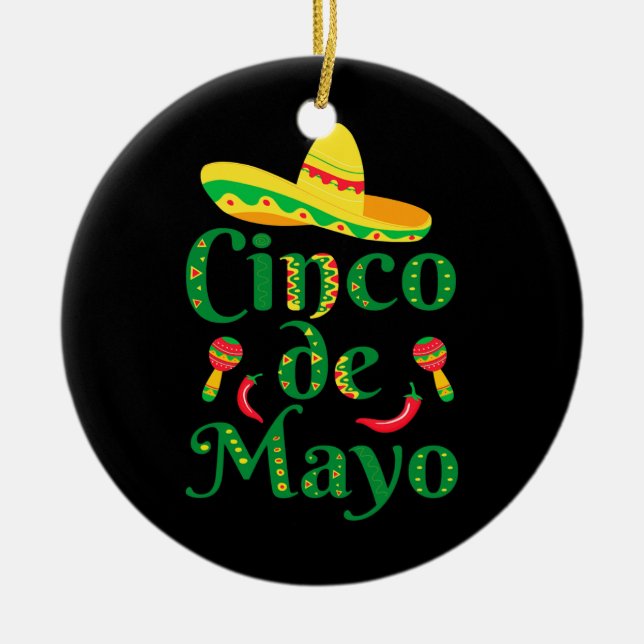 Mens Women Cinco De Mayo Sombrero Hat mexican Ceramic Ornament (Front)