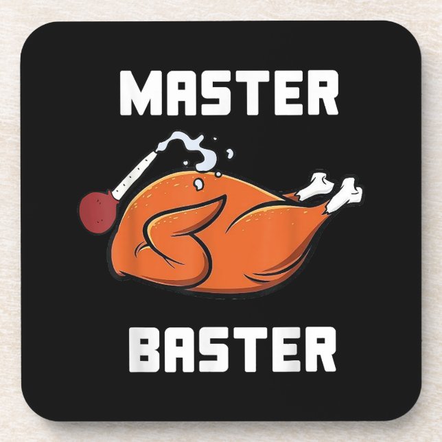 Mens Women Master Baster Funny Turkey Baster Thank Coaster (Front)