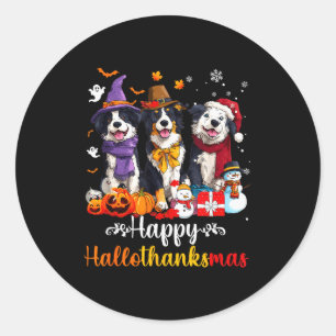 Mens Womens Border Collie Dog Christmas Halloween  Classic Round Sticker