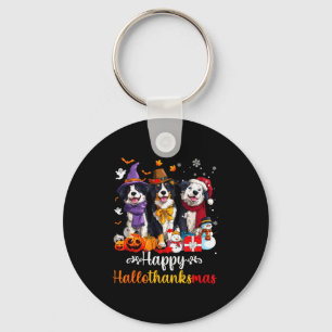 Mens Womens Border Collie Dog Christmas Halloween Keychain
