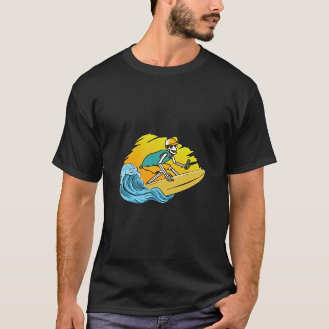Mens Womens Gift Human Skeleton Skull Surfing T- T-Shirt (Front)