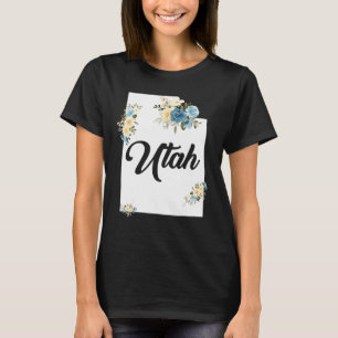 Mens Womens Kids Utah Home State Map Pride Flowers T-Shirt