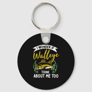 Mens wonder if walleye fisherman sauger angler keychain