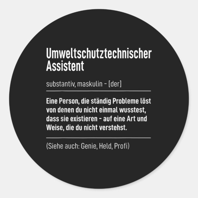 Mens Work Saying Definition Environmental Protecti Classic Round Sticker (Front)