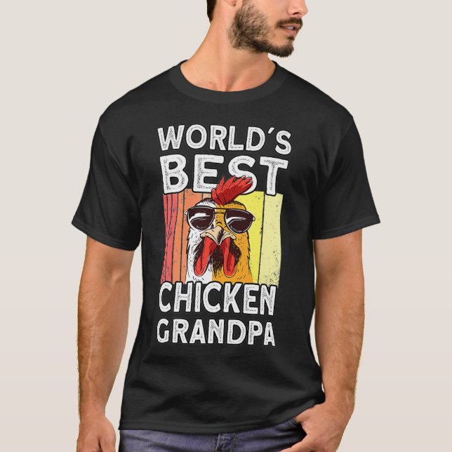 Mens Worlds Best Chicken Grandpa  Farmer Rooster H T-Shirt (Front)