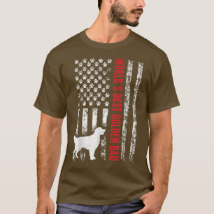 Mens World's Best Golden Retriever Dad Vintage Ame T-Shirt