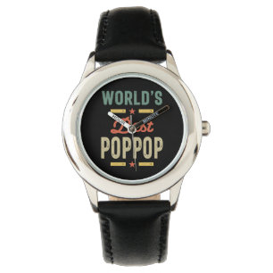 Mens World's Best PopPop Father Grandpa Gift Watch