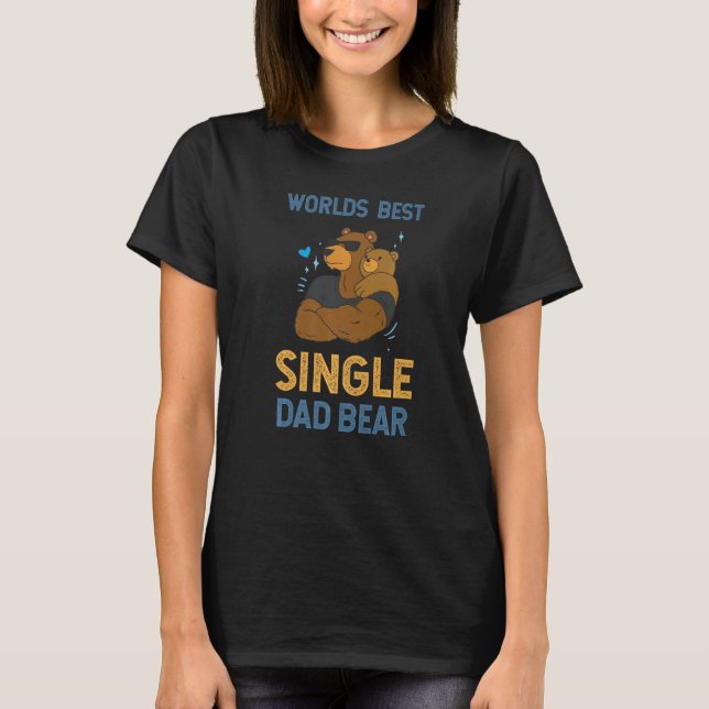 Mens World's Best Single Parent Papa Bear Papa Bea T-Shirt (Front)