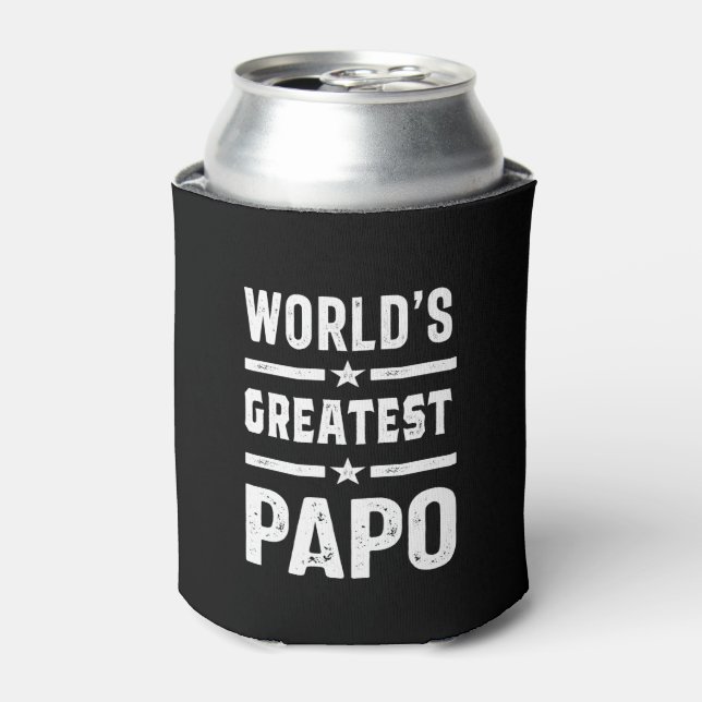 Mens World's Greatest Papo Funny - Father's Day Can Cooler (Can Front)