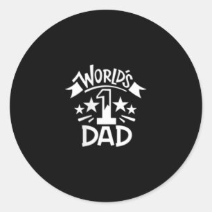 Mens Worlds Number 1 Dad Minimal Emblem Father Day Classic Round Sticker
