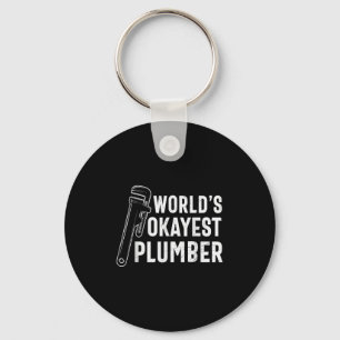 Mens Worlds Okayest Plumber Funny Plumber Quote Pl Keychain