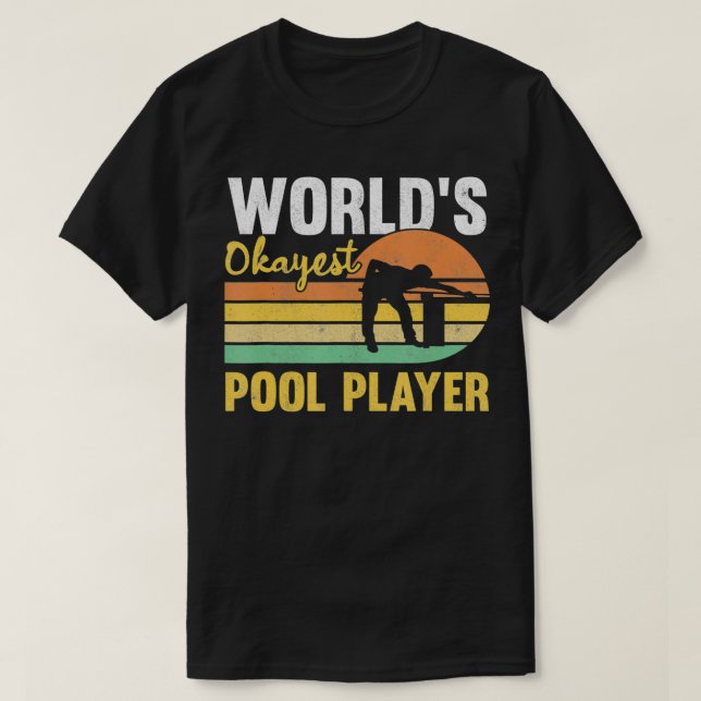 Mens World's Okayest Pool Player Retro Funny Billi T-Shirt (Design Front)