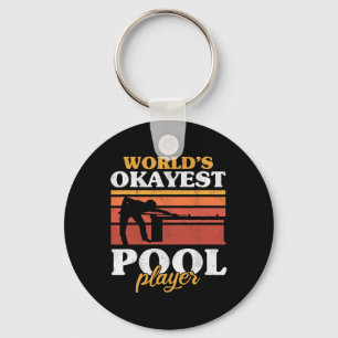 Mens Worlds Okayest Pool Player Snooker Retro Funn Keychain