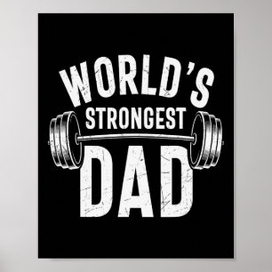 Mens World's Strongest Dad Workout Training Gym Da Poster