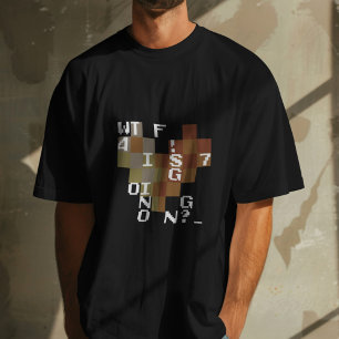 Mens WTF is Going on Pixel Art Graphic T-Shirt
