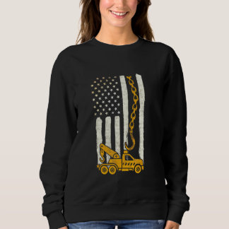 Mens Yellow Hook Chain Flag American Usa Tow Truck Sweatshirt