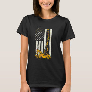 Mens Yellow Hook Chain Flag American Usa Tow Truck T-Shirt