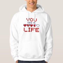 Mens You Give Me Life Pixel Heart Gaming Meter