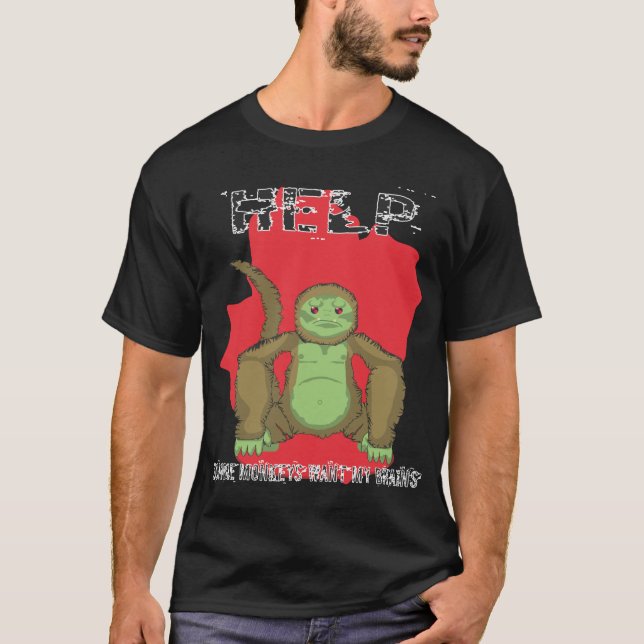 Men's Zombie Monkey Black T-Shirt (Front)