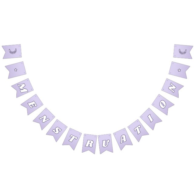 Menstruation Cute Lavender Purple Funky Lettering Bunting Flags (All)