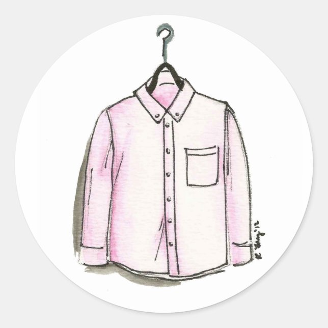 Menswear Fashion Pink Dress Shirt Clothes Wardrobe Classic Round Sticker (Front)