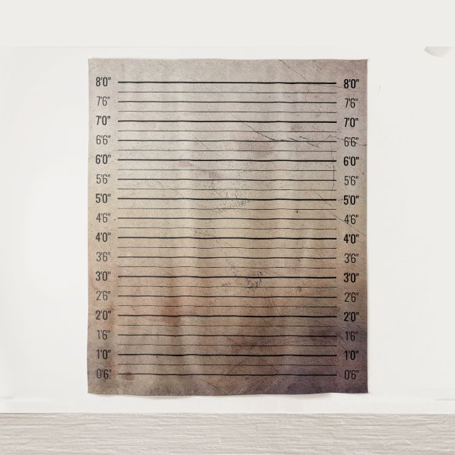 Mental Asylum Line-Up Mugshot Grunge Height Chart Tapestry (Front)