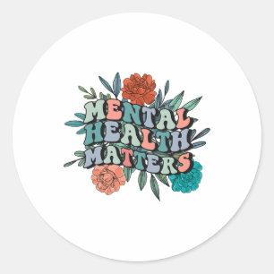 Mental Awareness Mental Health Problems Groovy Flo Classic Round Sticker