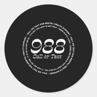 Mental Health 988 Suicide Prevention  Classic Round Sticker