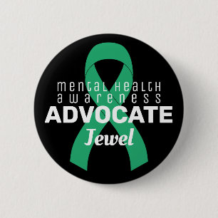 Mental Health Advocate Ribbon Black Button