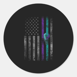 Mental Health American Flag Suicide Awareness  Classic Round Sticker