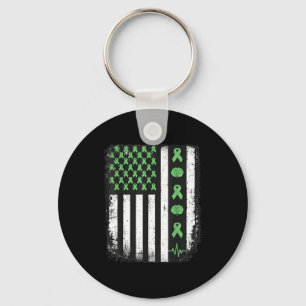 Mental health awareness american flag green ribbon keychain
