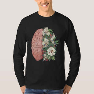 Mental Health Awareness Anatomical Human Brain Flo T-Shirt