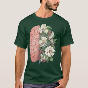 Mental Health Awareness Anatomical Human Brain Flo T-Shirt