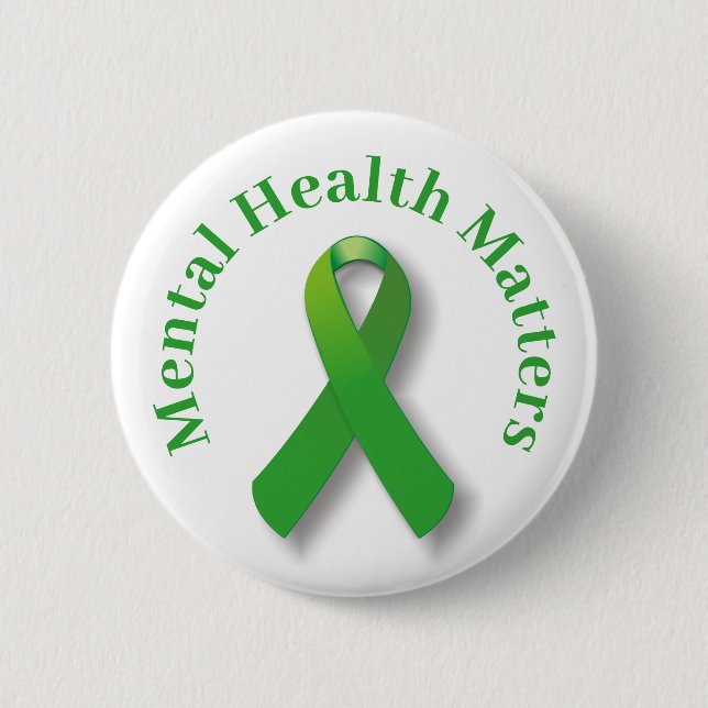 Mental Health Awareness And Green Ribbon  2 Inch Round Button (Front)