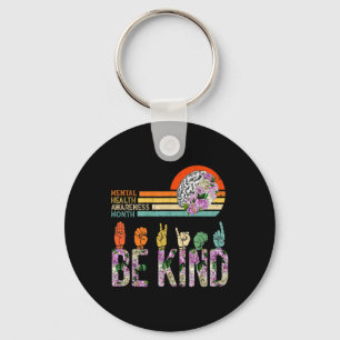 Mental Health Awareness ASL Be Kind Therapy Floral Keychain