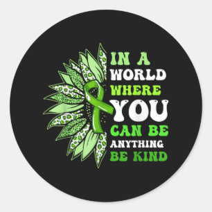 Mental Health Awareness Be Kind Sunflower Ribbon S Classic Round Sticker