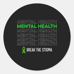 Mental Health Awareness Break The Stigma Ribbon Classic Round Sticker
