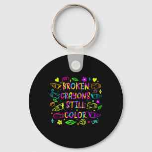 Mental Health Awareness Broken Crayon Still Colour Keychain