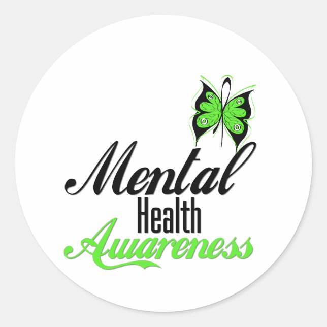 Mental Health Awareness Butterfly Classic Round Sticker (Front)