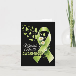 Mental Health Awareness Butterfly Green Ribbon  Card