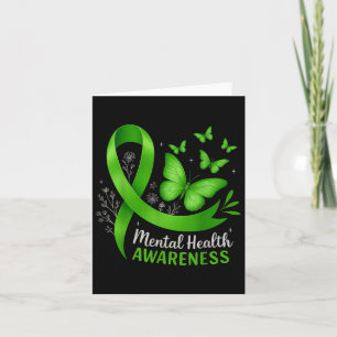 Mental Health Awareness Butterfly Green Ribbon Wom Card