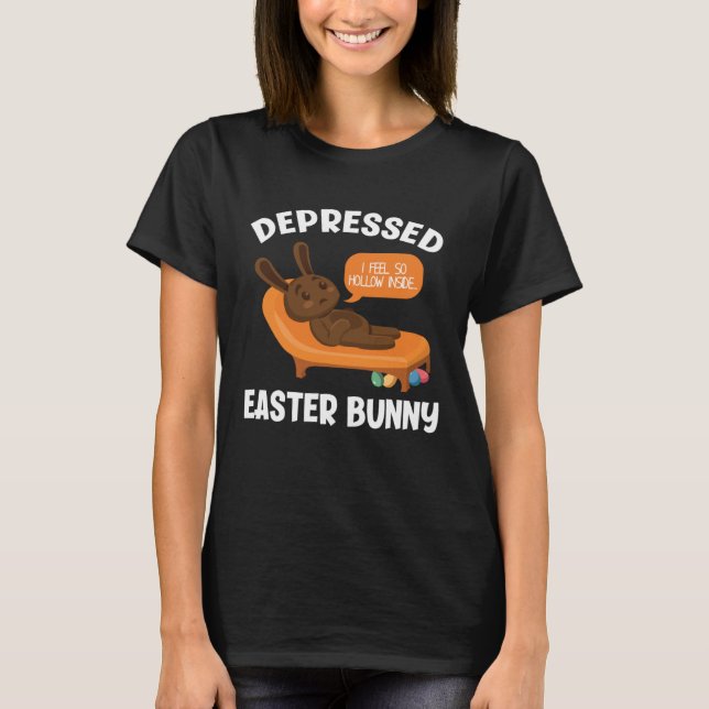 Mental Health Awareness Chocolate Bunny Funny East T-Shirt (Front)