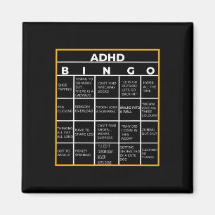 Mental Health Awareness Day Adhd Bingo Fun Gift  Magnet