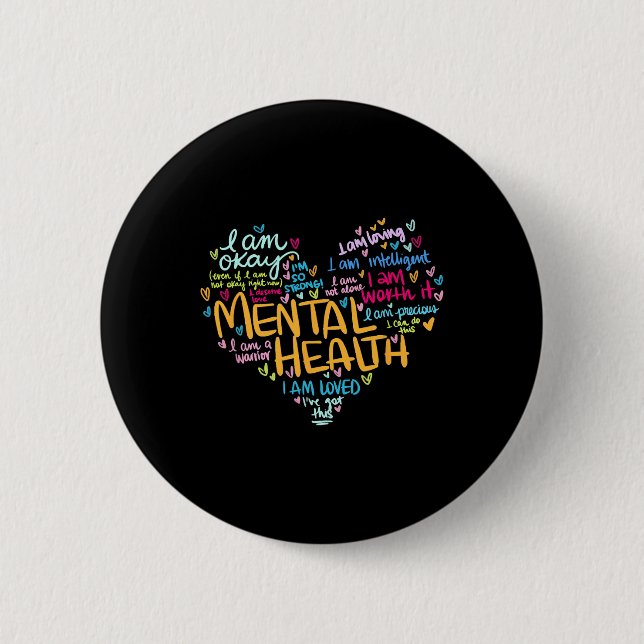 Mental Health Awareness Depression Pullover Heart  2 Inch Round Button (Front)