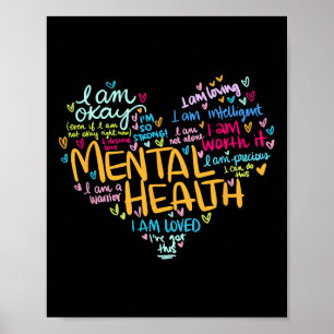 Mental Health Awareness Depression Pullover Heart Poster