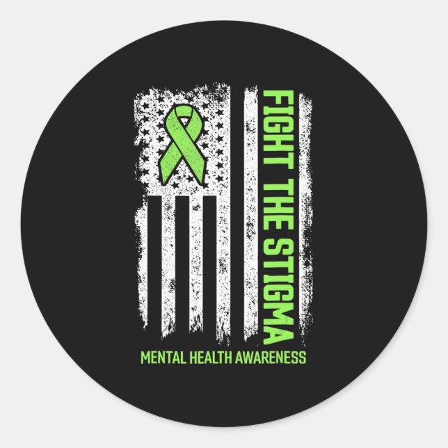 Mental Health Awareness  Fight The Stigma Mental H Classic Round Sticker (Front)
